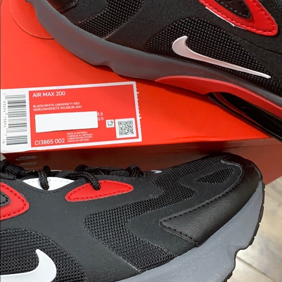 NIKE AIR MAX 200 Black/White-University Red men’s - Picture 13 of 16
